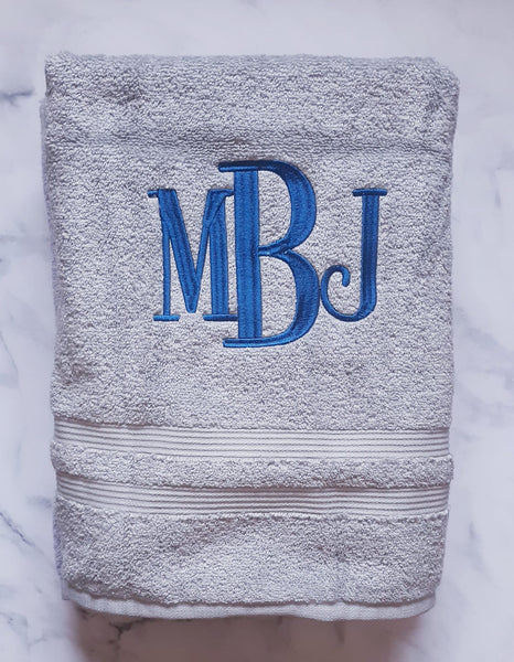 Blocked Monogram Bath Towel