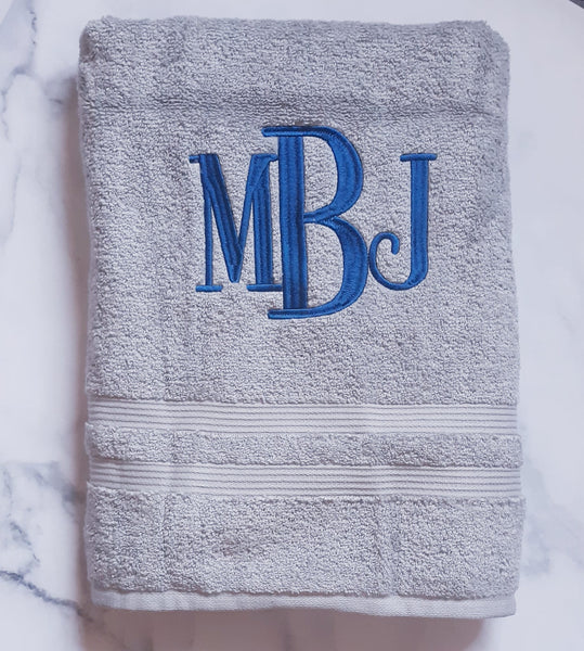 Blocked Monogram Bath Towel
