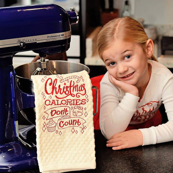 Christmas Calories Embroidered Kitchen Towel