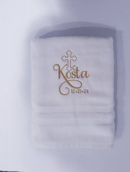 Personalized Christening Cross Towel Baptism Gift