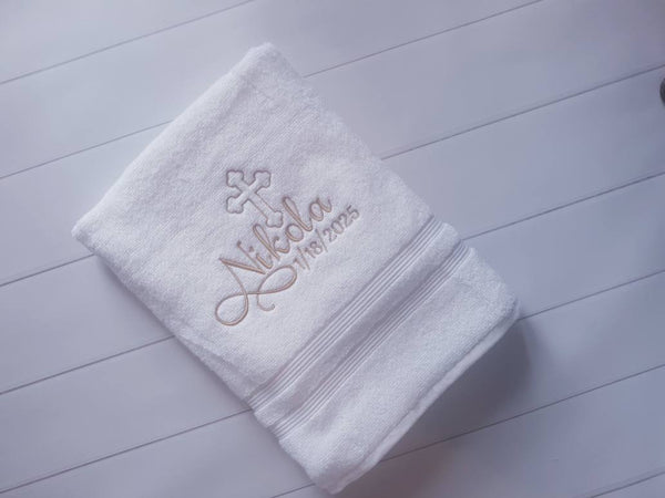Personalized Christening Cross Towel Baptism Gift