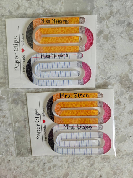 Personalized Jumbo Paper Clips Teacher Gift | Set of 2