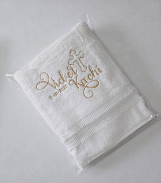 Personalized Christening Cross Towel Baptism Gift