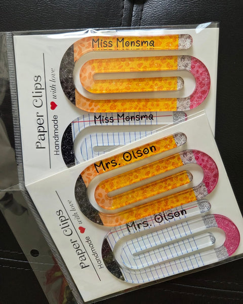 Personalized Jumbo Paper Clips Teacher Gift | Set of 2