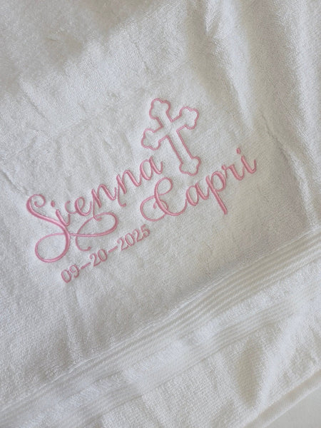 Personalized Christening Cross Towel Baptism Gift