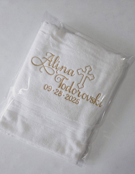 Personalized Christening Cross Towel Baptism Gift