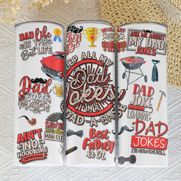 Dad Jokes Skinny Tumbler - Funny Father's Day Gift