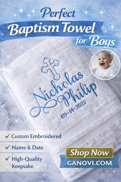 Personalized Christening Cross Towel Baptism Gift