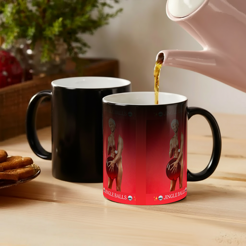 Funny Christmas Heat Reveal Mug – Jingle Balls Gag Gift | Color-Changing Secret Santa Coffee Cup