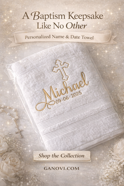 Personalized Christening Cross Towel Baptism Gift