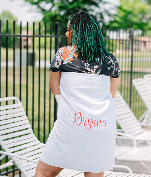 Custom Personalized Monogram Beach Towel with Embroidery Name