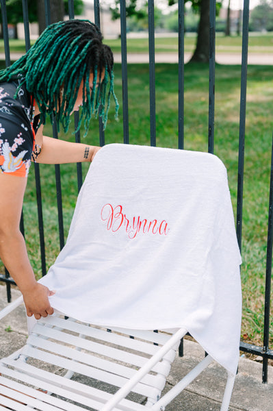 Custom Personalized Monogram Beach Towel with Embroidery Name