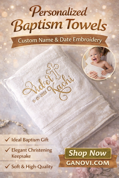 Personalized Christening Cross Towel Baptism Gift