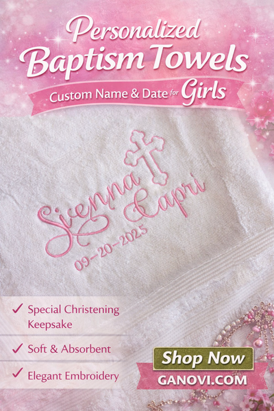 Personalized Christening Cross Towel Baptism Gift