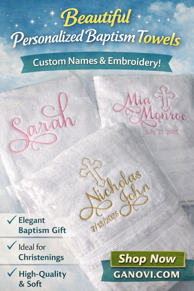 Personalized Christening Cross Towel Baptism Gift