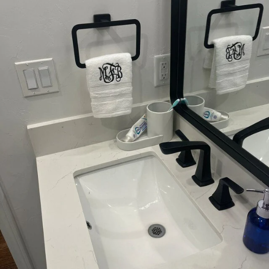Three Letter Monogram Embroidered Bathroom Towel Set