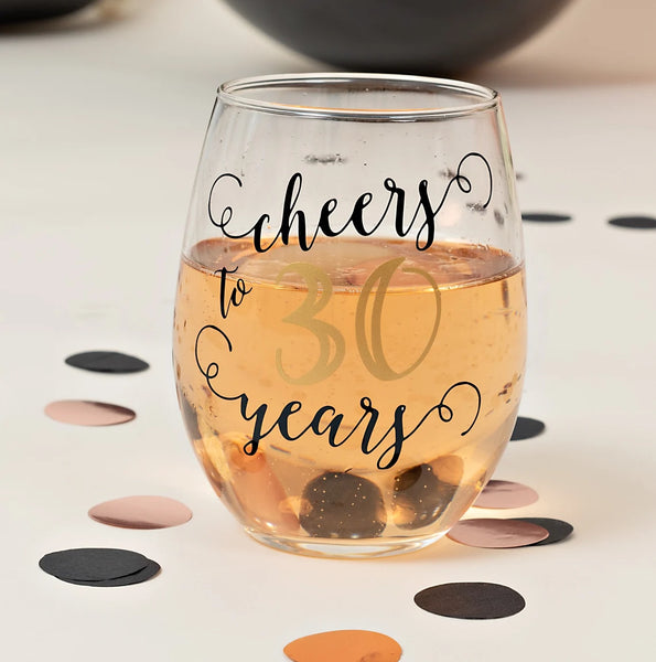 Birthday Wine Glass - Cheers to 30/40 Years - Custom Gift for Wife or Mom