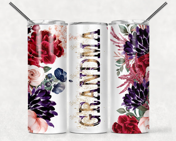 Stainless Floral Skinny Tumbler - Personalized Mother's Day Gift
