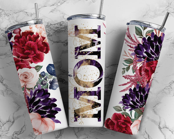 Stainless Floral Skinny Tumbler - Personalized Mother's Day Gift