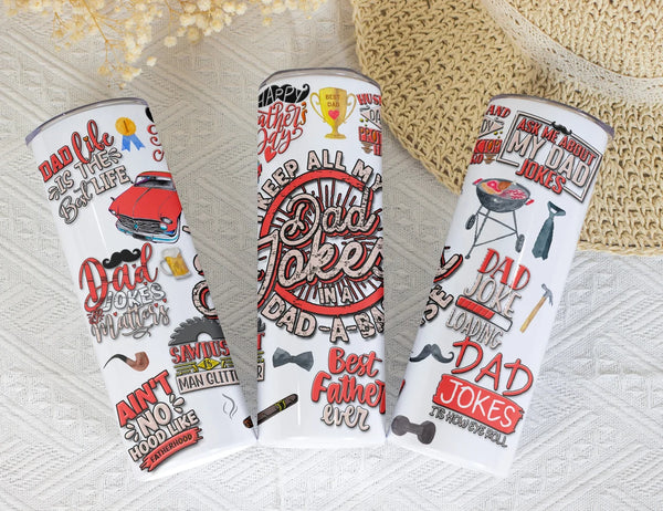 Dad Jokes Skinny Tumbler - Funny Father's Day Gift