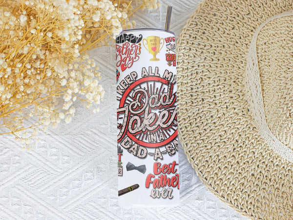 Dad Jokes Skinny Tumbler - Funny Father's Day Gift