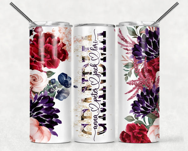 Stainless Floral Skinny Tumbler for Mom, Personalized Gift from Daughter