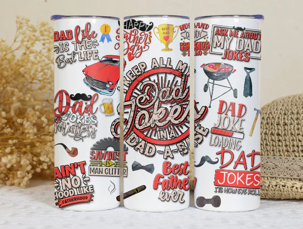 Dad Jokes Skinny Tumbler - Funny Father's Day Gift