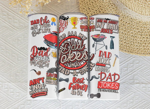 Dad Jokes Skinny Tumbler - Funny Father's Day Gift