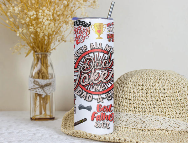 Dad Jokes Skinny Tumbler - Funny Father's Day Gift