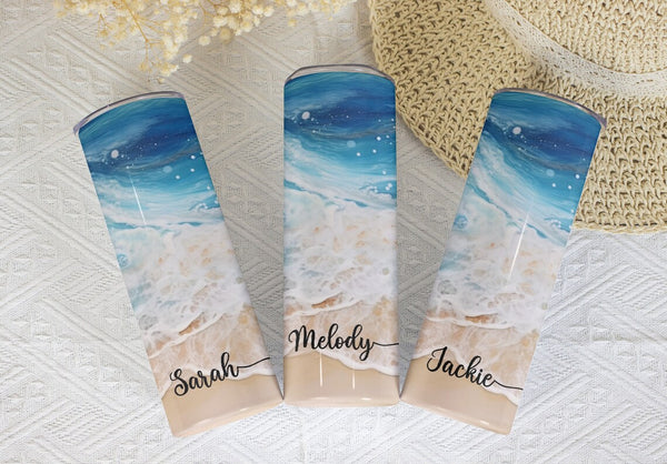 Custom Beach Vacation Tumbler - Personalized Travel Gift