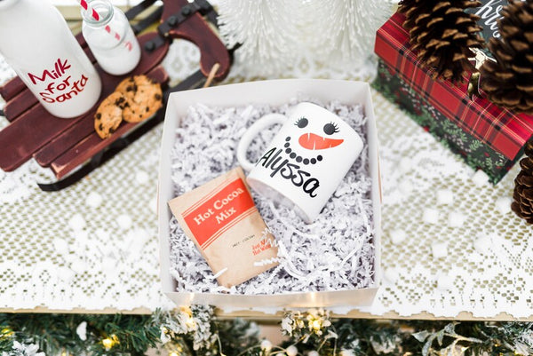 Personalized Snowman Mug for Kids - Dishwasher Safe Christmas Cup - Custom Hot Chocolate Gift