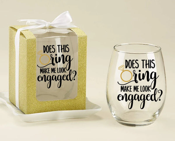 Engagement Ring Stemless Wine Glass - Future Mrs, Bride-to-Be Gift