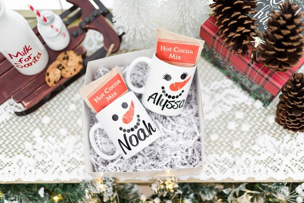 Personalized Snowman Mug for Kids - Dishwasher Safe Christmas Cup - Custom Hot Chocolate Gift