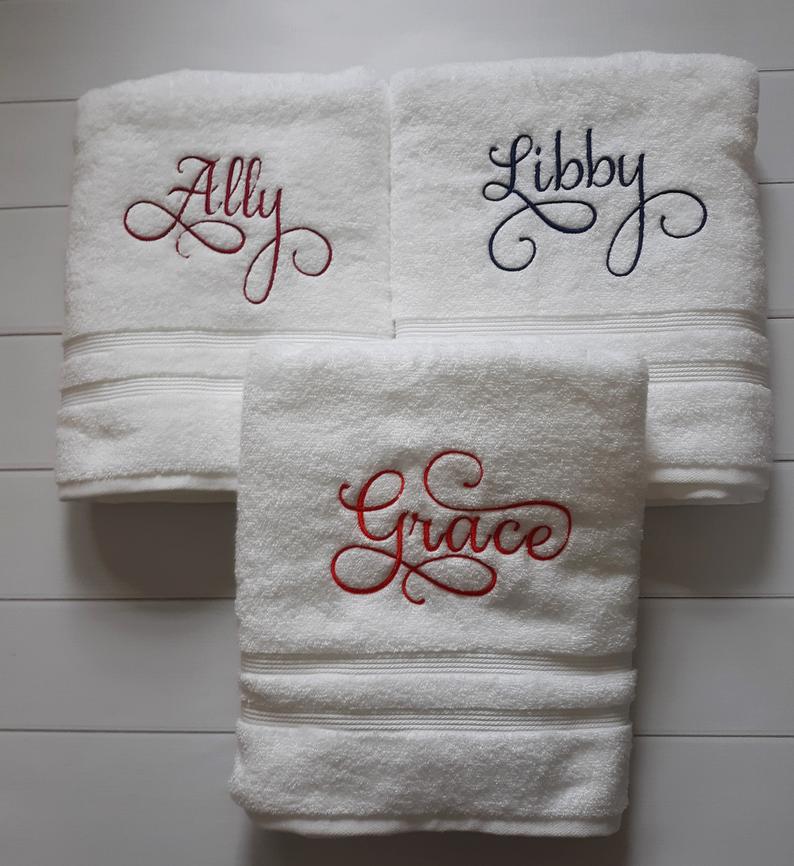 Personalized Calligraphy Embroidered Bath Towel
