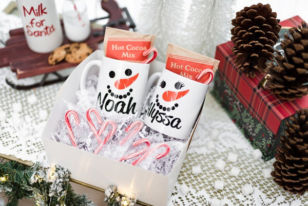 Personalized Snowman Mug for Kids - Dishwasher Safe Christmas Cup - Custom Hot Chocolate Gift