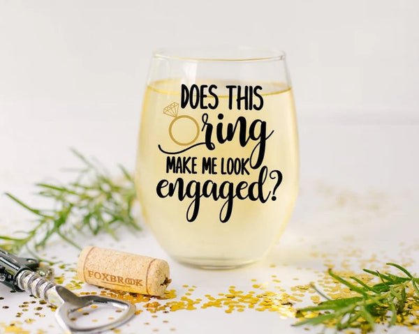 Engagement Ring Stemless Wine Glass - Future Mrs, Bride-to-Be Gift