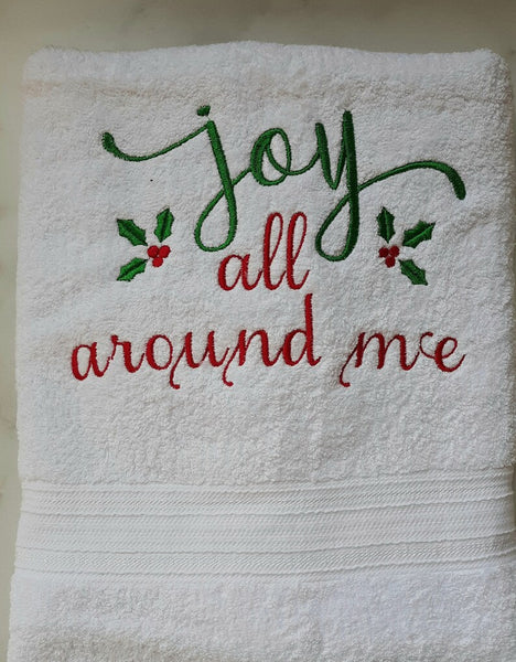 Joyful Christmas Bathroom Hand Towel - Holiday Décor