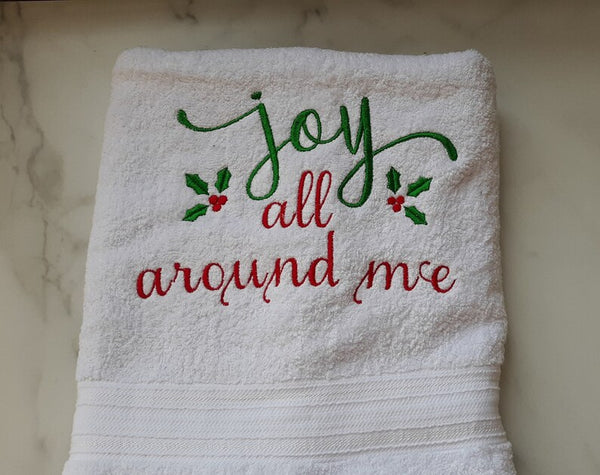 Joyful Christmas Bathroom Hand Towel - Holiday Décor