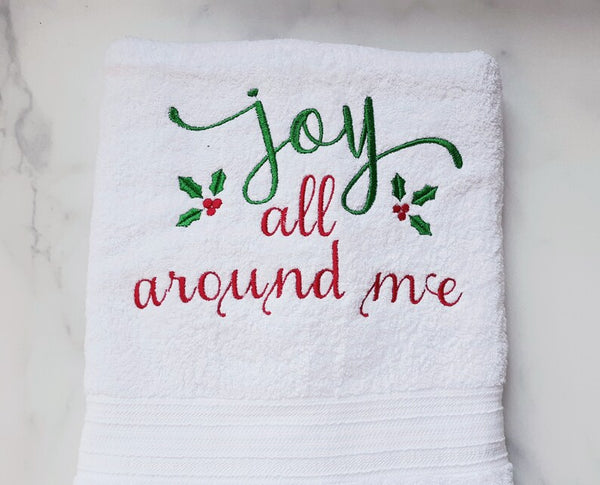 Joyful Christmas Bathroom Hand Towel - Holiday Décor