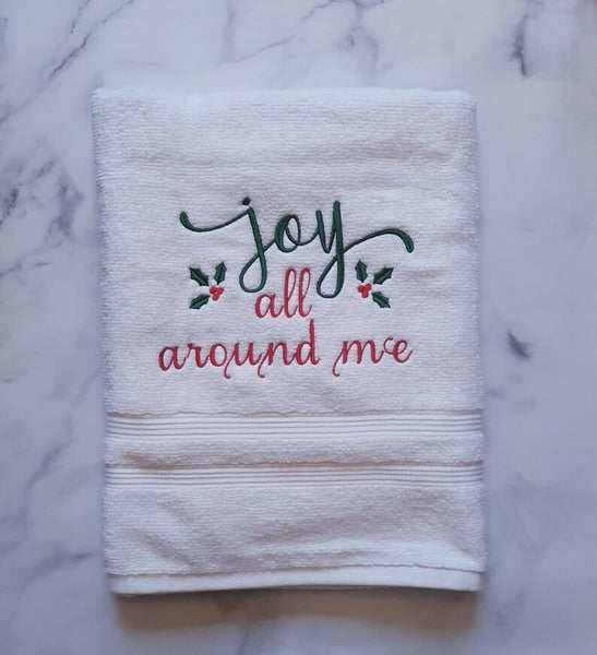 Joyful Christmas Bathroom Hand Towel - Holiday Décor