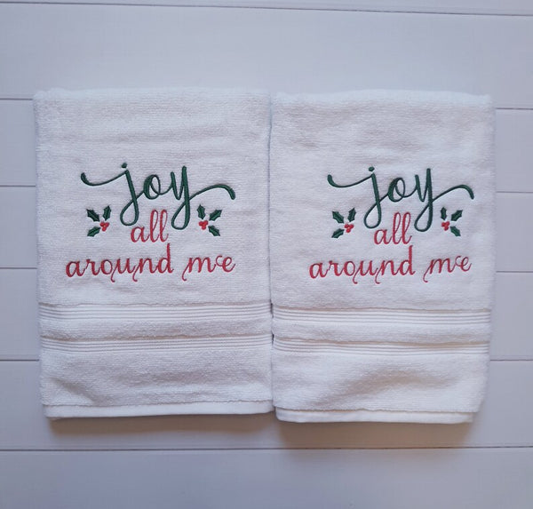 Joyful Christmas Bathroom Hand Towel - Holiday Décor