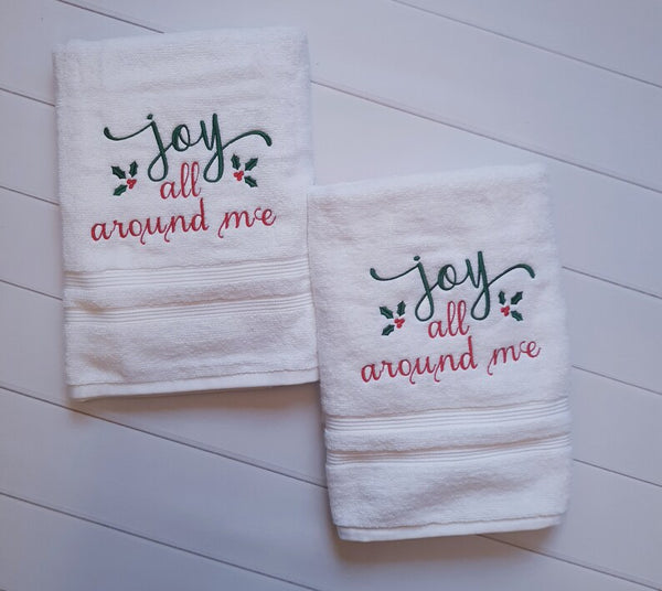 Joyful Christmas Bathroom Hand Towel - Holiday Décor