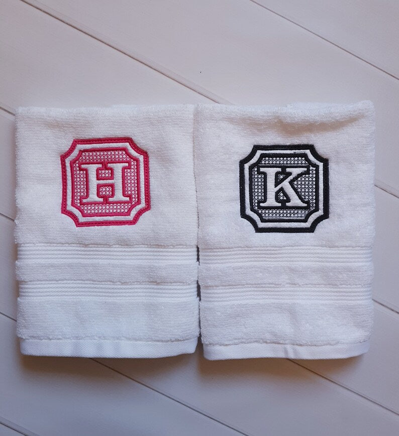 Monogrammed Custom Hand Towels - Housewarming & Wedding Gift