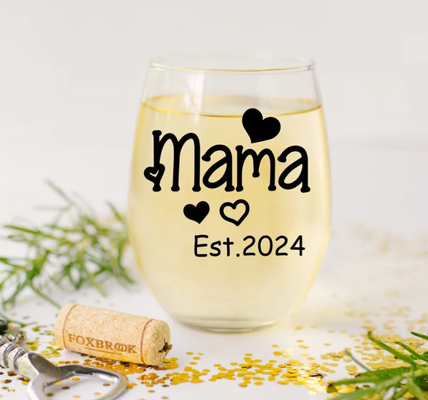 "New Mom Wine Glass - Baby Shower & First Mother's Day Gift"