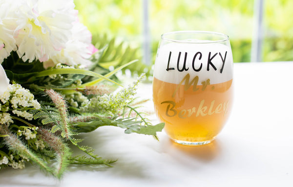 Engagement Gift set for Couple with Future Mrs Wine Glasses and Lucky Mr Mug