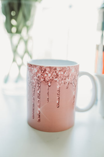 Glitter Drip Personalized Dishwasher and Microwave Safe Coffee Mug
