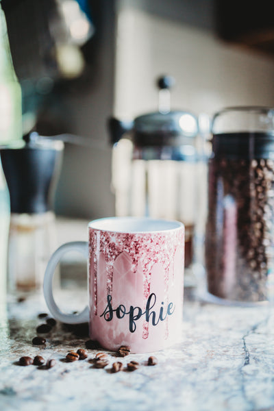 Glitter Drip Personalized Dishwasher and Microwave Safe Coffee Mug