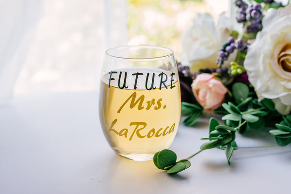 Lucky Mrs Beer Mug and Future Mrs Stemless Wine Glass