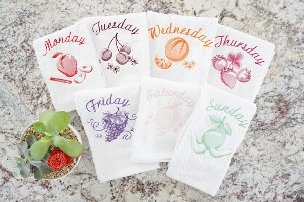Days of the week Kitchen Towel Housewarming or Wedding Gift Set