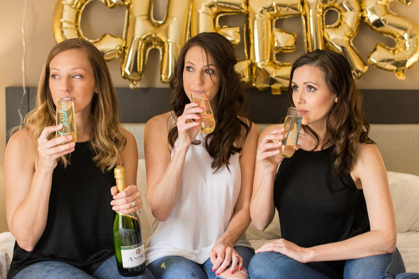 Personalized Bachelorette Champagne Flute for Wedding Party and Bridesmaids Gift Idea